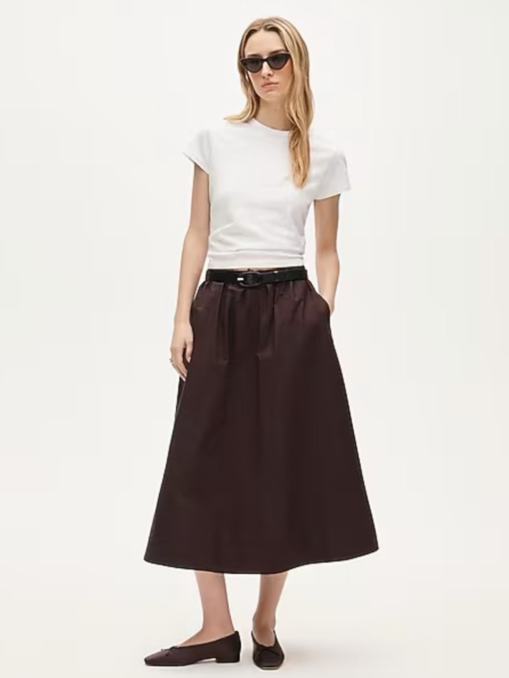 J Crew Pull-on midi skirt in cotton poplin Small